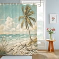 thumbnail image 4 of Vintage Tropical Beach Shower Curtains for Bathroom, Summer Coastal Palm Tree Ocean Waterproof Fabric Shower Curtain, Decorative Bathroom Curtain for Bathtub, 36"x72" , No Hooks Included, 4 of 9
