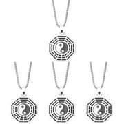 4 PCS Tai Chi Necklace Necklaces Yin Yang Mens Chain Personality Titanium Steel Miss
