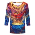 thumbnail image 4 of Cavosen Hanukkah Women's 3/4 Sleeve Shirts and Blouses Chanukah Cute Candle Graphic Print Holiday Blouse Round Neck Light Happy Festival Tops Trendy Casual Shirts Funny Tshirts S, 4 of 5