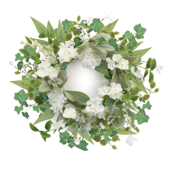 Melrose International LLC Mixed Floral and Foliage Candle Ring 17.5"D Polyester  (Fits a 6" Candle)