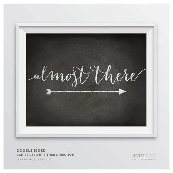 Almost There Vintage Chalkboard Wedding Party Directional Signs, Double-Sided