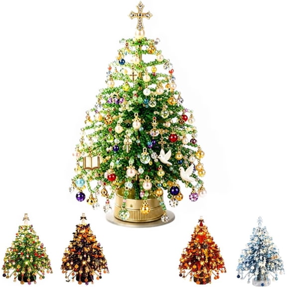 Zydvens DIY Beaded Christmas Tree Kit - Creative Christmas Project 3D Tabletop Bead Tree Set for Adults Fireplace Mantel Home Decor for Christmas Gifts & Birthday Gifts