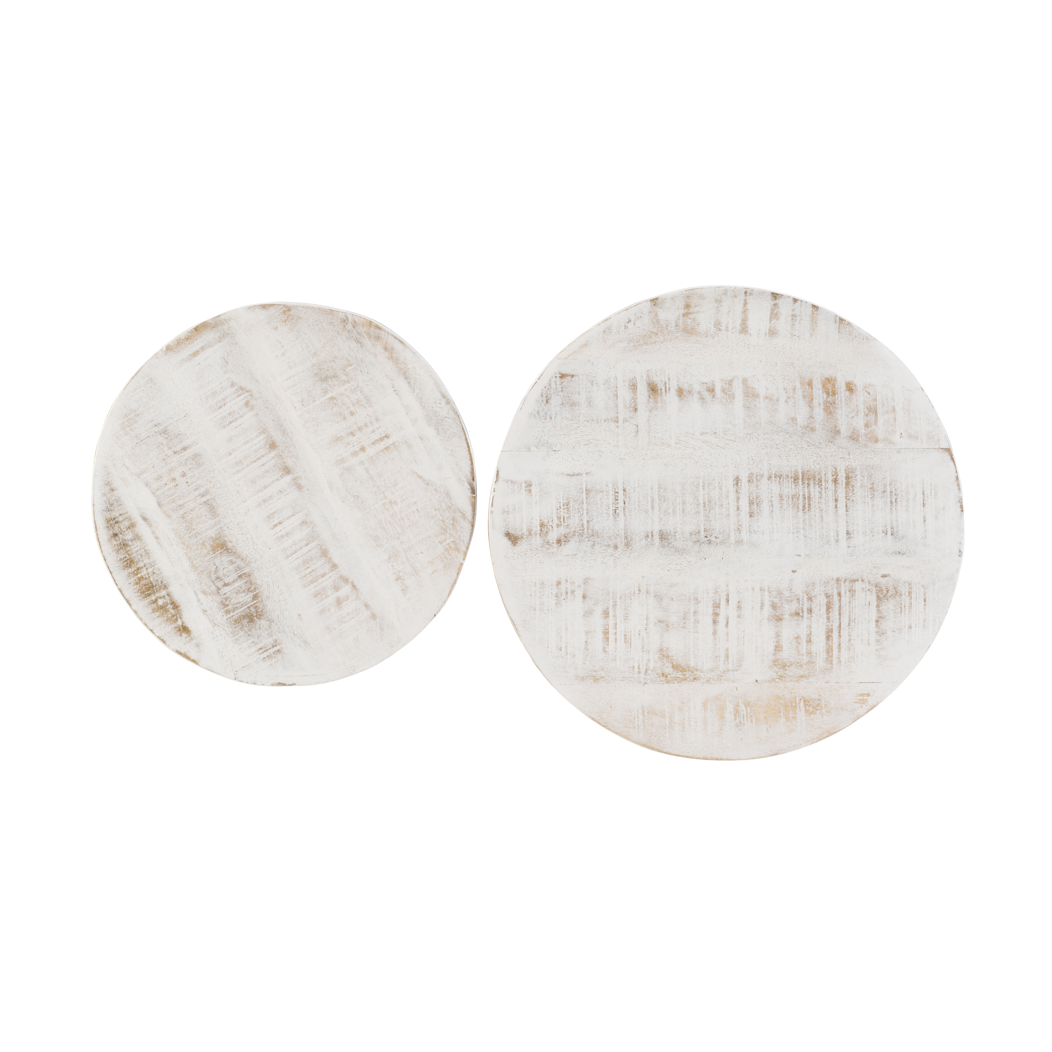 Powell Darden Indoor Modern Nesting Metal Round End Tables, Dark Gray/White Faux Marble, Set of 2