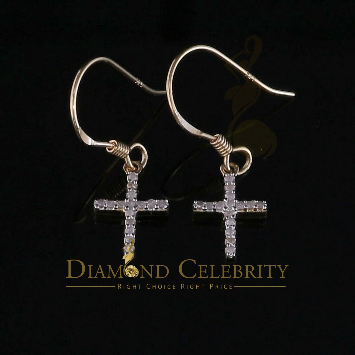 Diamond Celebrity's 0.15ct Diamond 925 Sterling Silver Yellow Dangling Stud Earring For Men / Women