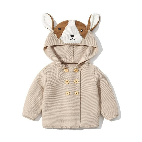 Esaierr Toddler Baby Girl Long Sleeve Front Hooded Sweater Cardigan Buttoned Knit Jacket for 6M-2T