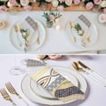 thumbnail image 3 of Yellow Grey Geometric Cloth Napkins, Boho Vintage Country Flowers Leaves Washable and Reusable Dinner Napkins Set of 2, Table Napkin for Kitchen Party Birthday Wedding Hotel Housewarming 20"x20", 3 of 9