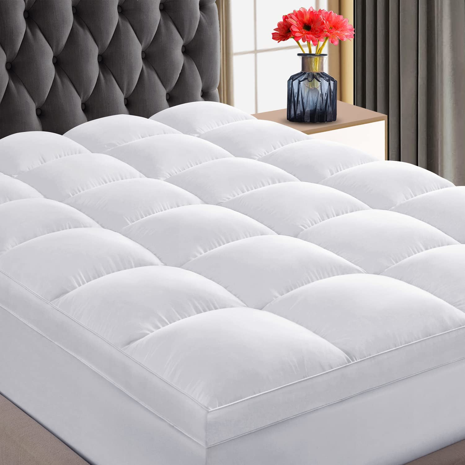roterende måtte Svin INGALIK King Mattress Topper, Extra Thick Cooling Mattress Pad Cover, 400TC  Cotton Pillow Top Protector with 8-21" Deep Pocket, Soft 5D Spiral Fiber  Padding for Back Pain, White - Walmart.com