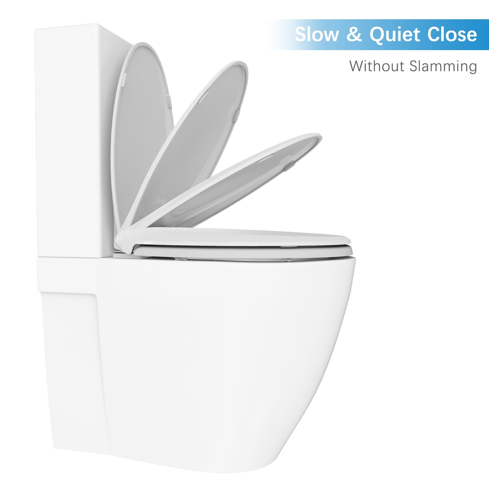 EastVita Toilet Seat Elongated,Slow Soft Close,Durable,Never Loosens,Easy Clean & Install,White