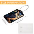 thumbnail image 5 of Cartoon Owl Square PU Leather Luggage Tags, 2 Pack, with Privacy Cover and Stainless Steel Ring - Suitable for Travel, Backpack, Handbag - Bag Tags, Handbag Tags, 5 of 7