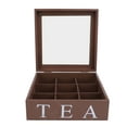 thumbnail image 2 of Wooden Tea Box Organizer with Clear Acrylic Top Window 9 Compartments Tea Bag Holder Multi Functional Storage Box for Kitchen Office Home, 2 of 7