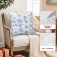 thumbnail image 2 of Outdoor Pillow Covers Waterproof Pillow Cases Protector Watercolor Winter Snowflake Pillowcase Pack of 2 Blue Green Seamless Snowflakes Throw Cushion Case for Pation Furniture,Couch,Sofa, 16x16 in, 2 of 9