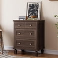 thumbnail image 1 of Commode à 4 Tiroirs pour Chambre, Commode Vintage avec Poignées Sculptées et Pieds Fuselés, Commodes en Bois avec Grande Capacité de Rangement, Brun Foncé, 1 of 3