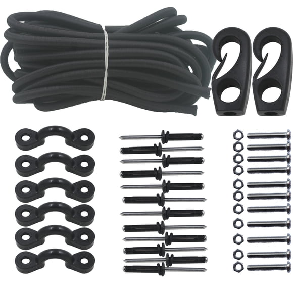 YYST Kit de Gréement Assis-en Kayak Élastique 8 Pieds Noir avec Vis et Rivets