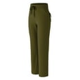 thumbnail image 4 of ClodeEU Women's Straight Yoga Pocket Pants, Solid Color High Waisted Comfortable Casual Pants Army Green,Womens Plus L, 4 of 5