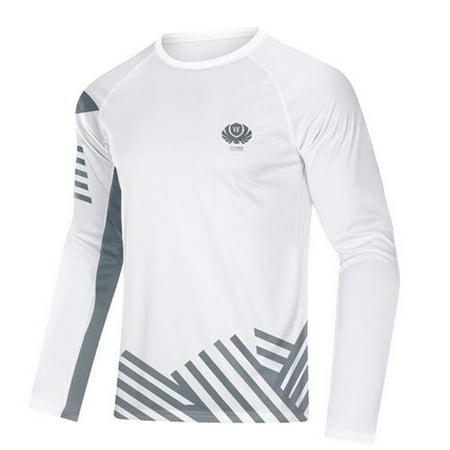 Voofly Spf Shirts for Men UPF 50 Rash Guard Sun Shirt Quick Dry Lightweight Fishing Hiking White S