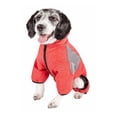 thumbnail image 3 of Pet Life Active 'Fur-Breeze' Heathered Performance 4-Way Stretch Two-Toned Full Bodied Hoodie, Fire Red And Light Grey - Medium, 3 of 8