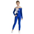 thumbnail image 4 of iEFiEL Kids Girls Gymnastics Acrobatics Jumpsuit Unitard Long Sleeve Rhinestone Sports Full Bodysuit Ballet Dance Leotard Royal Blue 16, 4 of 7