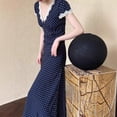 thumbnail image 4 of Women Lace Polka Dot Maxi Dress, Slim Fitted Waist Long Dress for Party and Daily Casual Wear, 4 of 5