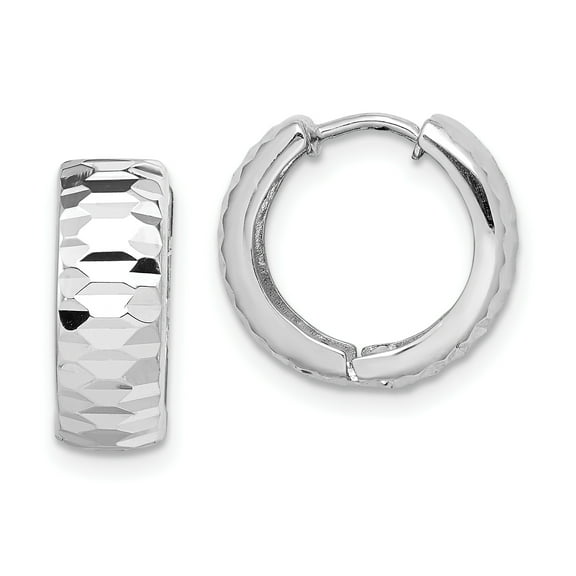 Primal Silver Sterling Silver Rhodium Textured Hinged Hoop Earrings