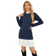 thumbnail image 5 of NAYTOAO Women's Crewneck Cable Knit Long Sleeve Sweater Dress with Pleated Hem Fall Winter Casual Pullover Mini Sweater Dress, 5 of 6