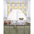 thumbnail image 2 of Grey and Swag Valance and Tier Curtains Set Yellow Olive Leaf Texture Watercolor Kitchen Curtains 3 Piece Set Rod Pocket Panels for Bedroom Cafe 56x36 inch, 2 of 6