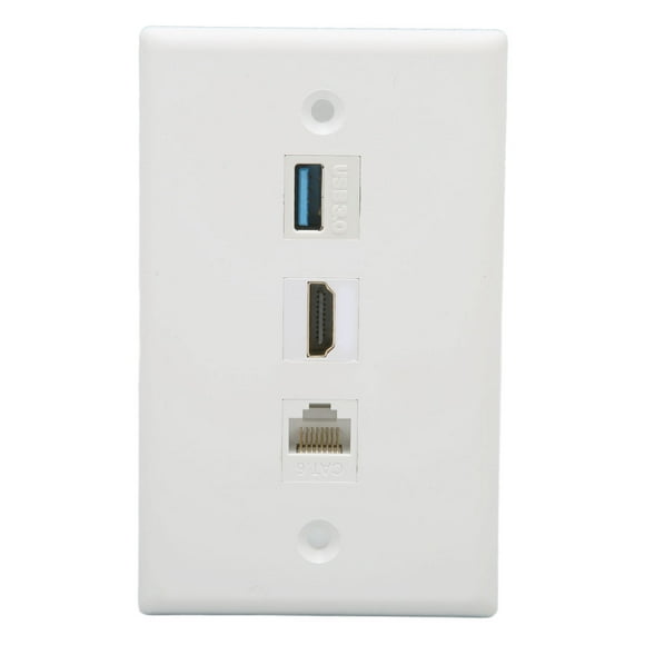 3 Port Coax Ethernet USB3.0 Wall Plate, HD Multimedia Interface, RJ45 Ethernet And USB 3.0 Ports Media Wall Outlet Plates, Compatible With Cat5 Cat5e Cat6 Cable