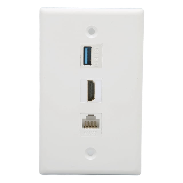 3 Port Coax Ethernet USB3.0 Wall Plate, HD Multimedia Interface, RJ45 Ethernet And USB 3.0 Ports Media Wall Outlet Plates, Compatible With Cat5 Cat5e Cat6 Cable