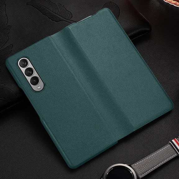 for Samsung Galaxy Z Fold 4 5G Case Camera Cover, Luxury Leather Wallet Phone Cover Function Camera Protection Shockproof Full Protection for Samsung Galaxy Z Fold 4 2022,Green