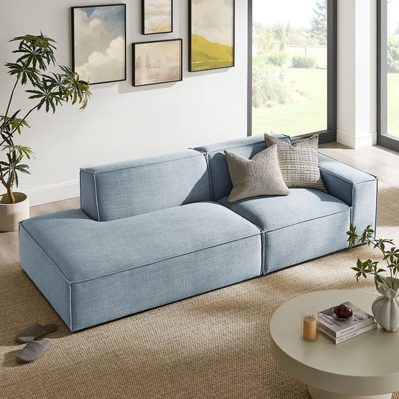 Restore 2-Piece Performance Fabric Upholstered Modular Loveseat in Sky