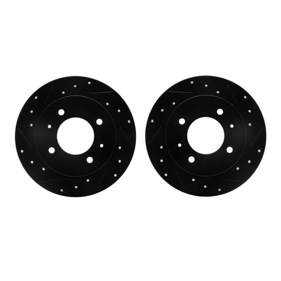 Dynamic Friction Company Rear Brake Rotors-Drilled and Slotted-Black 8002-03042