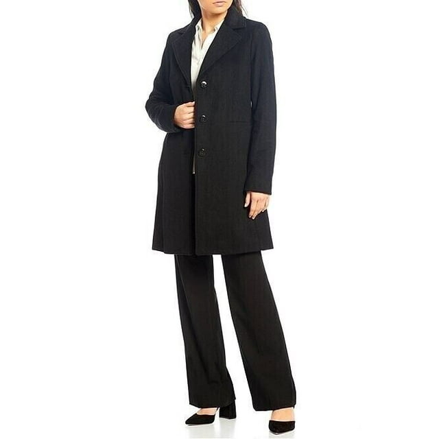 Calvin Klein Single Breasted Cashmere Wool Blend Reefer Coat Black Size 6 $400