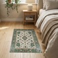 thumbnail image 3 of ODIKA 2'x3' Washable Accent Rug Vintage Traditional Paisley Distressed Border Ornamental Scrolls for Bedroom, Nursery, RV, Pet Friendly, Bedside Mat, 3 of 7