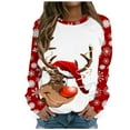 thumbnail image 1 of Chandail en Molleton de Noël pour Femmes Imprimé de Vacances Chandail Col Rond Cardigan à Capuche Mode Veste Mi-Longue Fermeture Extérieure Manches Longues Chandail de Noël, 1 of 6