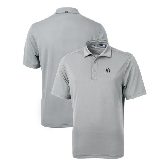 Men's Cutter & Buck Gray New York Yankees Virtue Eco Pique Recycled Polo