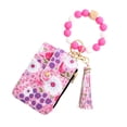 thumbnail image 2 of ID Bag Silicone Bracelet Floral Folding Card Holder Printed Leather Wallet Keychain Compact Travel Accessory -Functional Organizer, 2 of 3