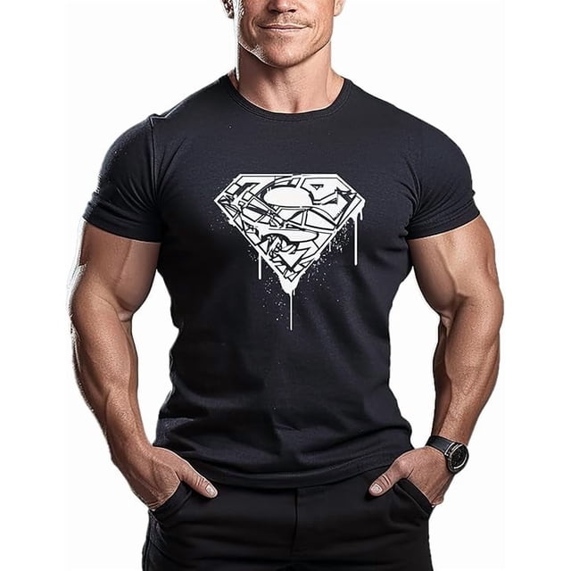 Camiseta informal de cuello redondo para hombre con estampado de cachemira y diamantes, tejido ligeramente elástico, corte regular, manga corta, ideal para primavera y verano. Camiseta informal | Esta