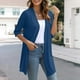 thumbnail image 2 of Top de encaje color crema,Cárdigan de manga 3/4 para mujer, suéter informal abierto, mezcla de poliéster suave, para usar en casa, sopatenor, 2 of 9