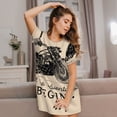 thumbnail image 3 of Balery Let The Adventure Begin Camisón de manga corta con cuello redondo para mujer, cómodo y elegante., 3 of 6
