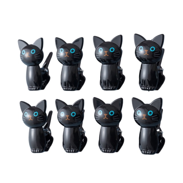 8 Food Bag Clips Reusable Sealing Clips for Snacks Chips Storage Cat Design High Hardness Home Kitchen Use 8PCS