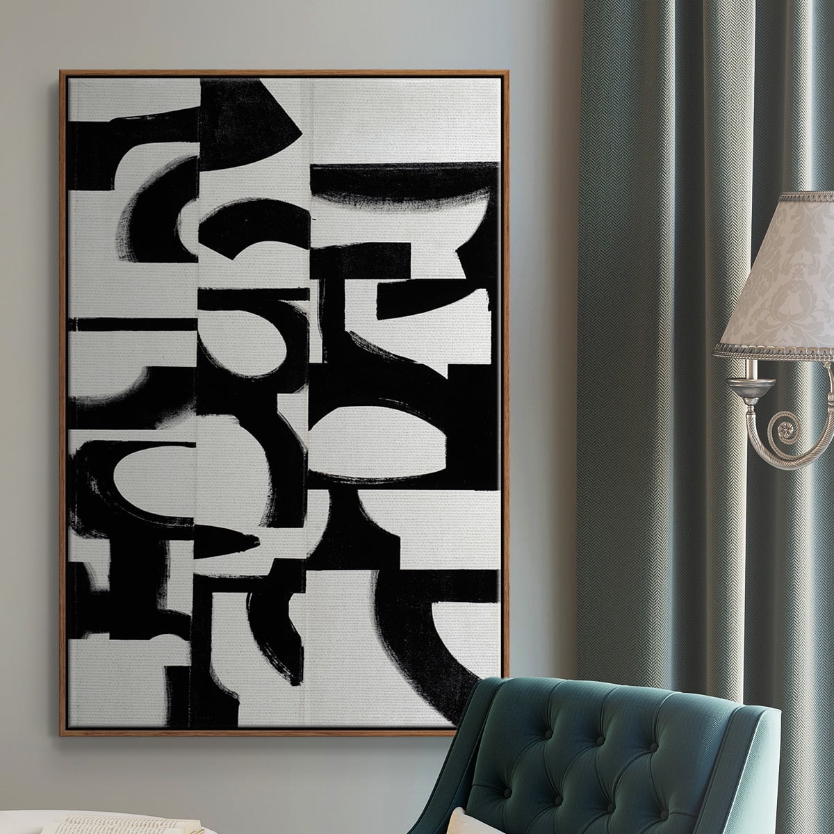 Prosperous Elements V9 Framed Premium Gallery Wrapped Canvas - Ready to Hang - 17 x 25 - Walnut Floating Frame