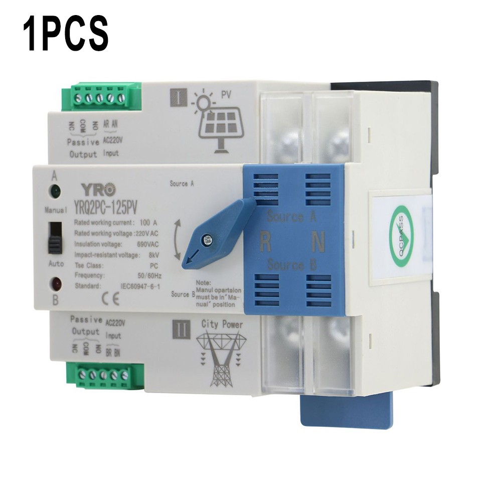 2P125A Solar/PV Dual Power Automatic Transfer Switch Generator Changeover Switch