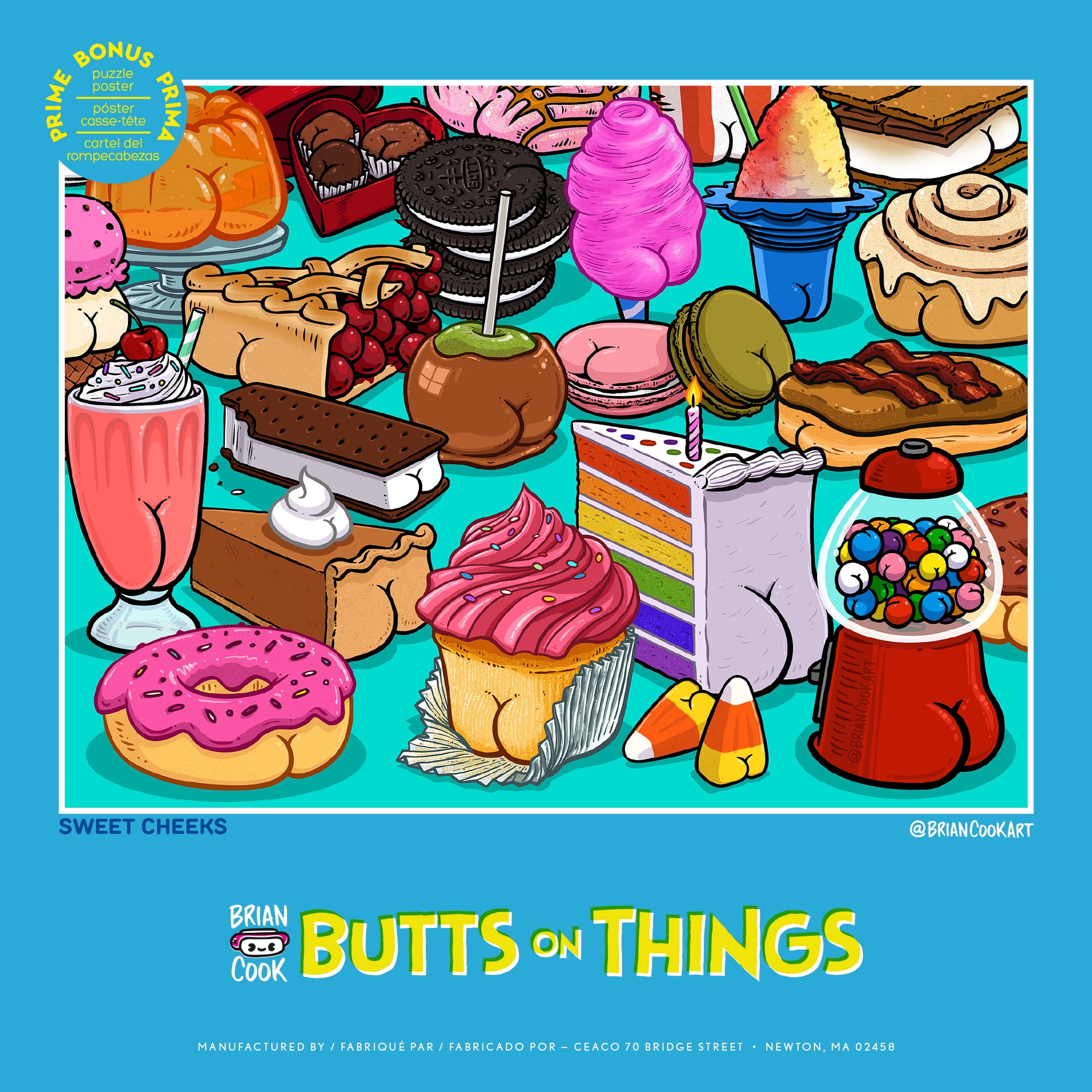 Ceaco - Brian Cook Butts on Things - Sweet Cheeks - 500 Piece Interlocking Jigsaw Puzzle