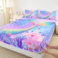 thumbnail image 2 of Manfei Dreamy Mermaid Princess Bed Sheets for Kids, Fairy Tale Castle King Sheets, Purple Fish Scale Sheet Set, Luxury Bedroom Decor, 4-Piece, 2 of 6