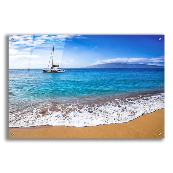 Epic Art 'Sailing Near Maui' by Jonathan Ross, Acrylic Glass Wall Art, 36"x24"