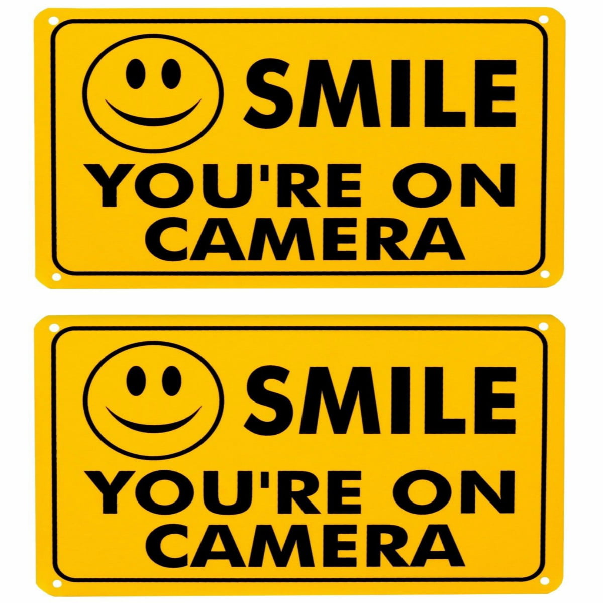4x SMILE YOU'RE ON CAMERA Yellow Business Security Sign CCTV Video Surveillance 