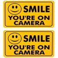 thumbnail image 1 of 2x SMILE YOU'RE ON CAMERA Yellow Business Security Sign CCTV Video Surveillance Home Store Shop, 1 of 5