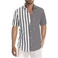 thumbnail image 2 of EQWLJWE Button Down Shirt Mens Summer Collar Shirts Casual Non Positioning Striped Print Short Sleeve Button Down Shirts Loose Fit Beach Shirts Streetwear, 2 of 5