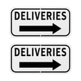 thumbnail image 1 of Uxcell 2-Pack Señal de Entregas con Flecha Derecha, 12" x 6" Señal de Puerta Frontal de Aluminio para Hogar/Oficina [Negro sobre Blanco], 1 of 1