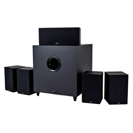 Monoprice 100W 5.1" Premium Home Theater System With Subwoofer Black 110565