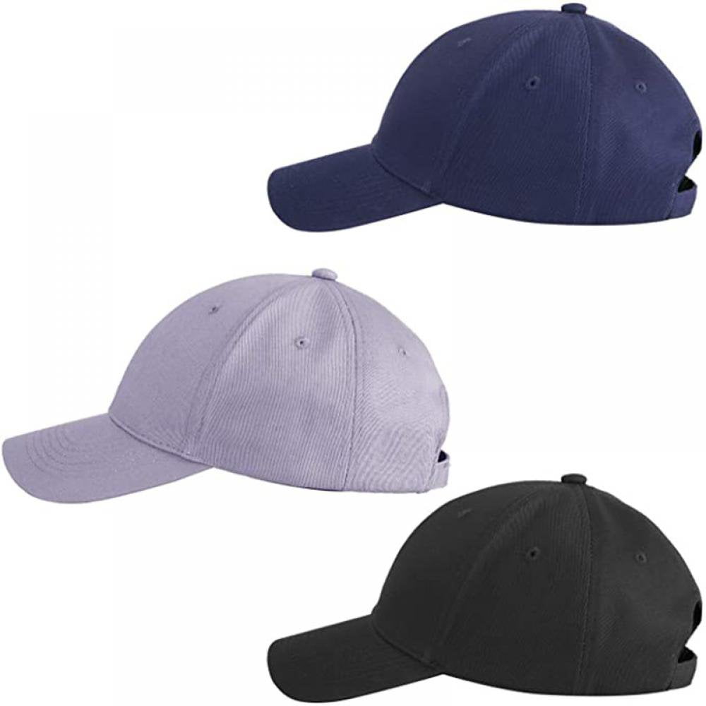 3PCS Plain Structured Baseball Cap Cotton Dad Hat Fits Men